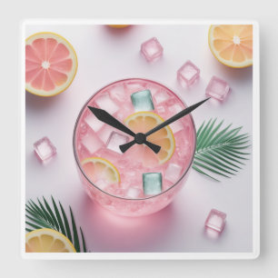Relógio de Parede de Vidro de Limonada Rosa - Refr