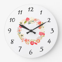 Relógio de Parede de Wreath Rosa