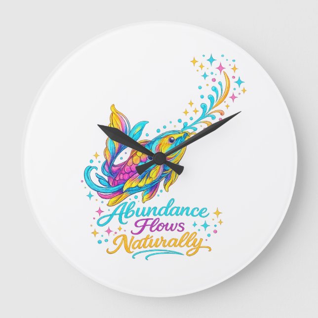 Relógio de Parede Decorativo Harmonia Koi Arco-íri (Frente)