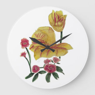 Relógio de Parede Desenho de Flores Aquarela
