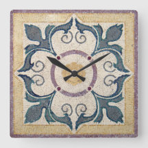 Relógio de Parede - Design de Azulejo Quadrado