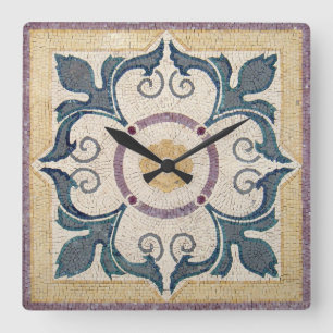 Relógio de Parede - Design de Azulejo Quadrado