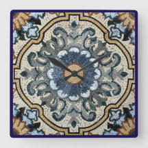 Relógio de Parede - Design de Azulejo Quadrado