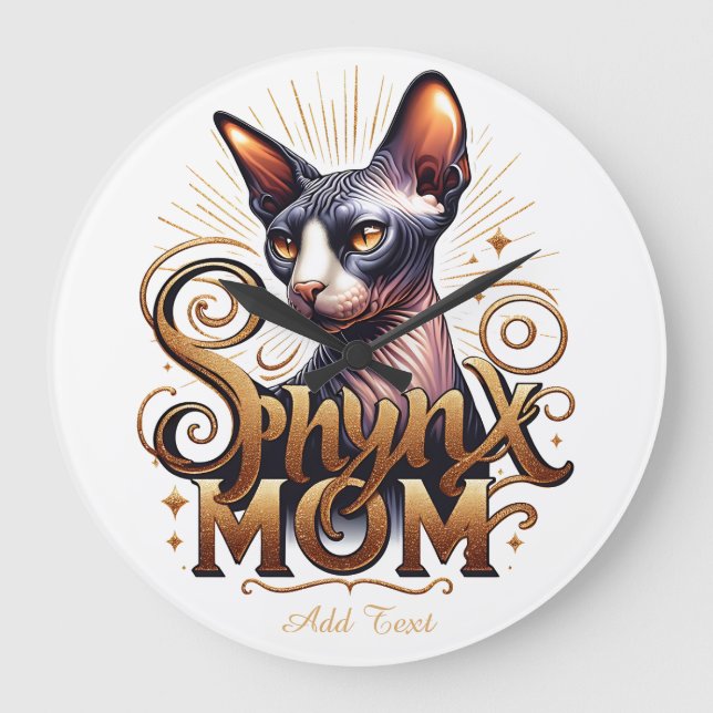 Relógio de Parede Dia das Mães Gato Sphynx Mãe (Frente)