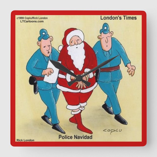 Relógio de Parede Divertido Police Navidad (Frente)