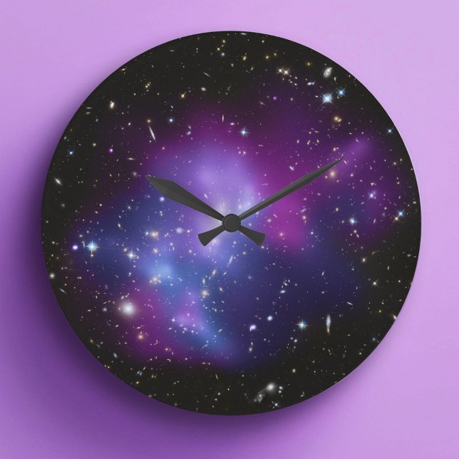Relógio de Parede do Aglomerado de Galáxias Roxo (Purple Galaxy Cluster Wall Clock)