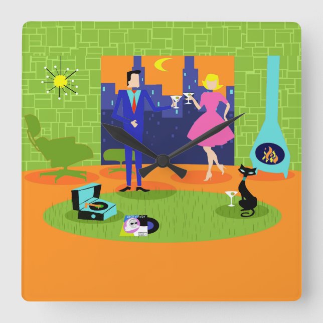 Relógio de Parede do Casal Romântico Noturno (Frente)