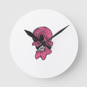 Relógio de Parede do Crânio Rosa