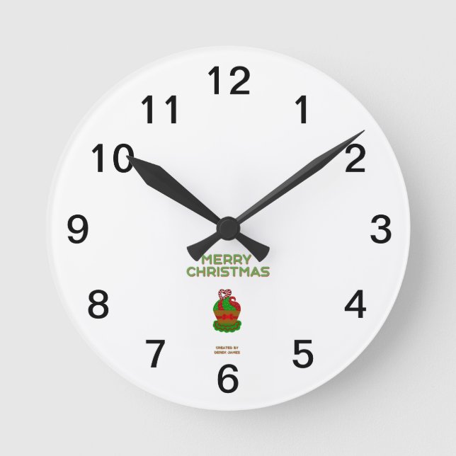 Relógio de Parede do Cupcake de Natal (Frente)