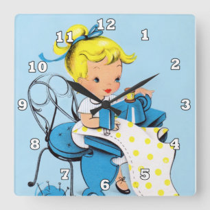 Relógio de parede do decor da sala de costura