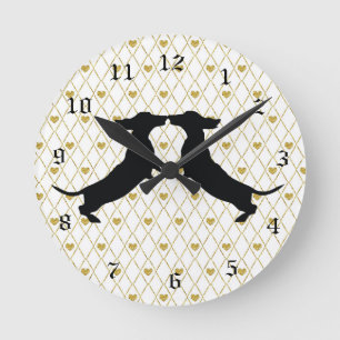 Relógio de Parede do Dourado Coração Dachshund 