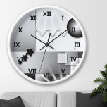 Relógio de Parede do Estilo de Deco de Arte Branca<br><div class="desc">Relógio de parede com um design de arte divertida em preto e branco.</div>