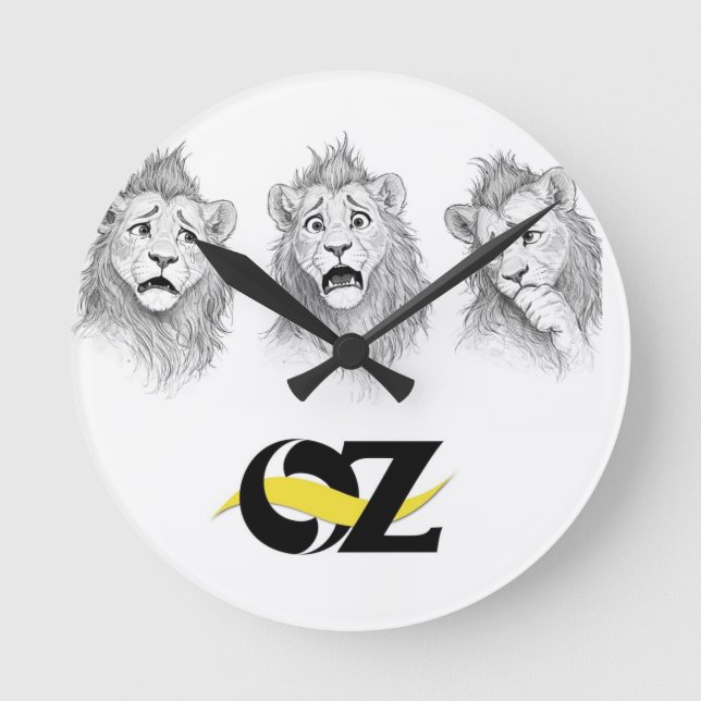 Relógio de Parede do Oz com o Leão Covarde (Frente)