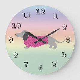 Relógio de Parede do Pastel Rainbow Dachshund
