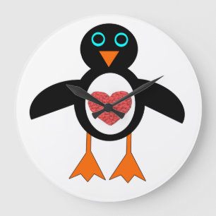 Relógio de Parede do Pinguim com Amor Bonito