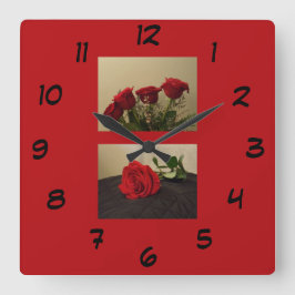 Relógio de Parede do Rosa vermelha Acrylic