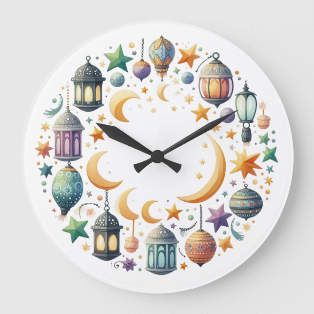 Relógio de Parede - Eid Mubarak Coroa Relógio de P (Frente)