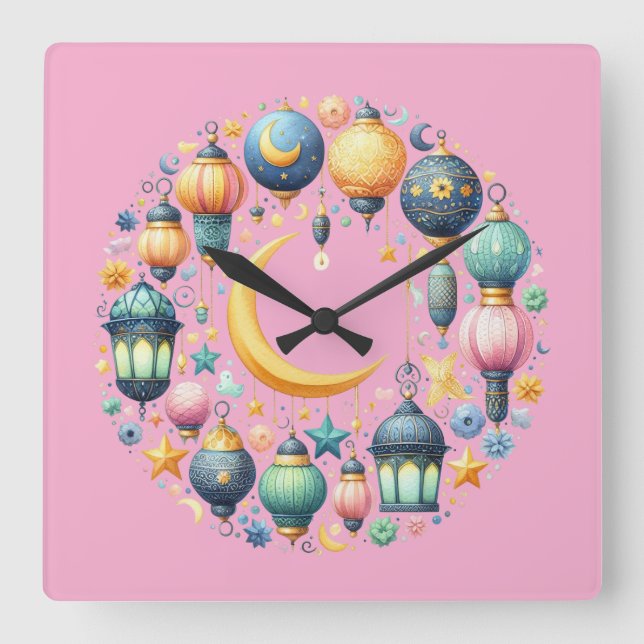 Relógio de Parede - Eid Mubarak Coroa Relógio de P (Frente)