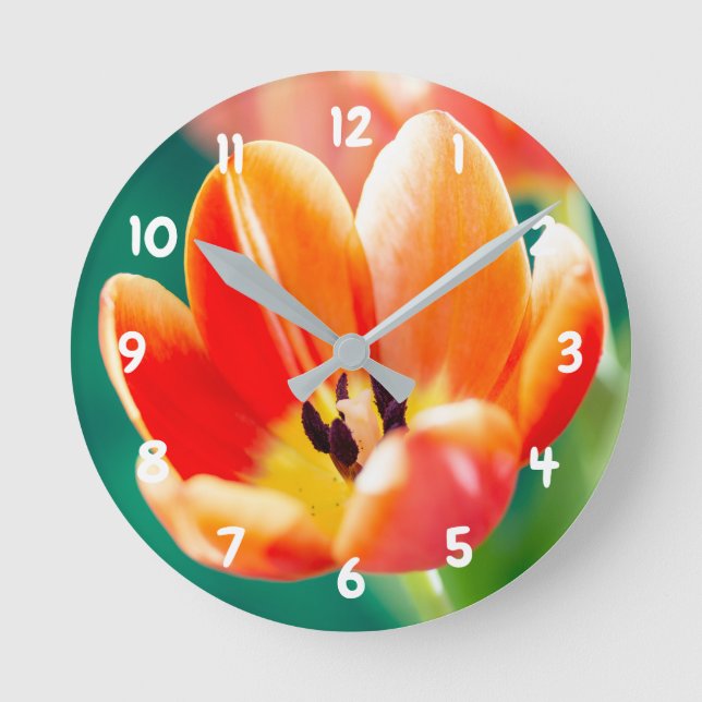 Relógio de parede em acrílico Tulipa Laranja (Frente)