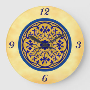 Relógio de Parede em Azul Inspirado em Delft sobre