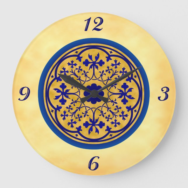 Relógio de Parede em Azul Inspirado em Delft sobre (Frente)