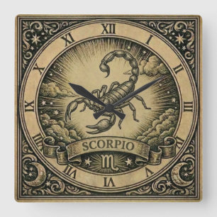 Relógio de Parede Escorpião Zodíaco Vintage