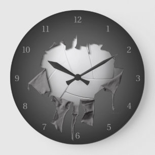 Relógio de Parede Escura de Voleibol Despedaçado