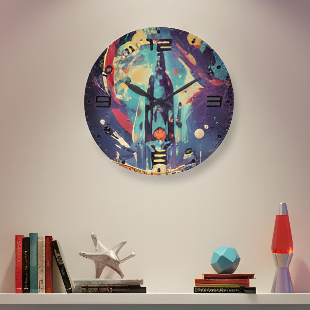 Relógio de Parede Estrela Espacial Retro Vibrante (Criador carregado)