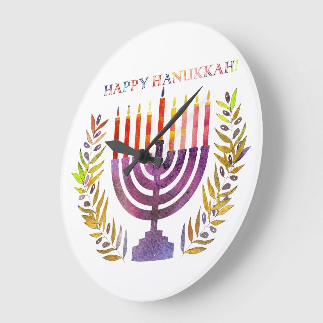 Relógio de Parede Feliz Hanukkah (Ângulo)
