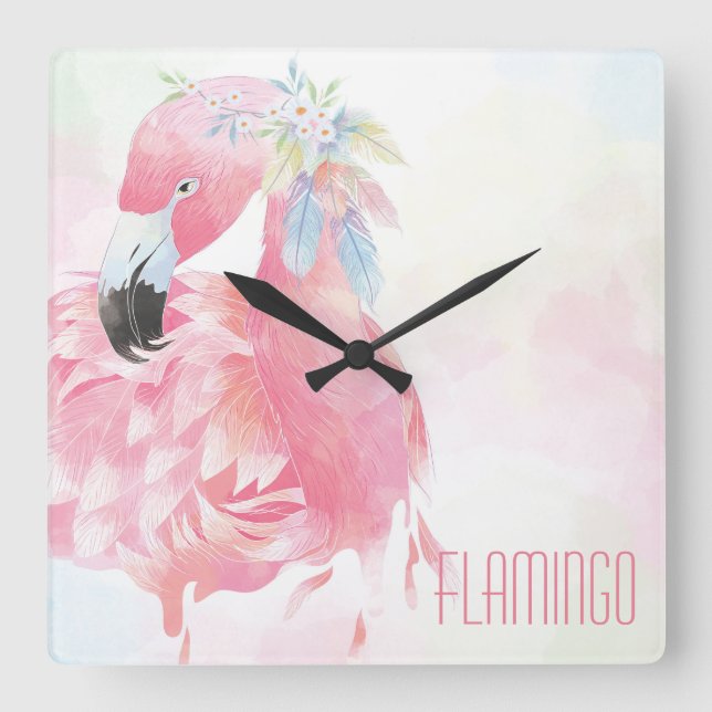 Relógio de Parede Flamingo Rosa (Frente)