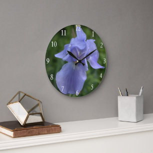 Relógio de Parede Flor Íris Azul Brilhante