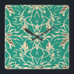 Relógio de Parede Floral Azul Turquesa Art Déco<br><div class="desc">Perfeito para o amante de Art Déco!</div>