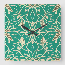 Relógio de Parede Floral Azul Turquesa Art Déco