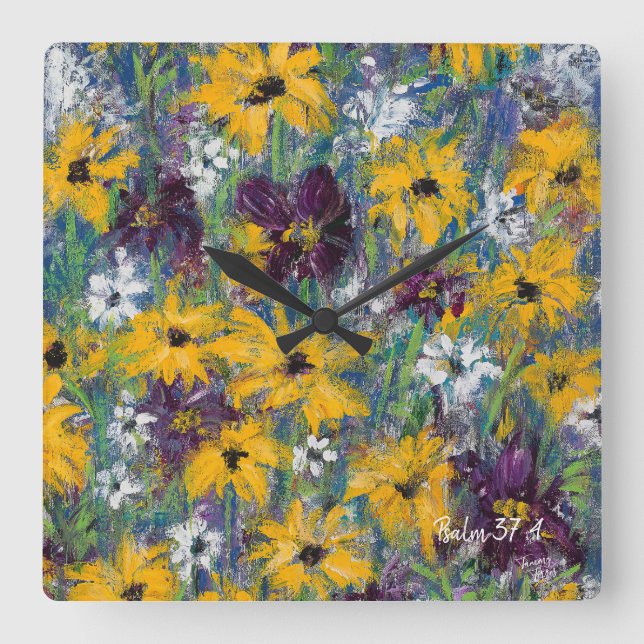 Relógio De Parede Floral Delight - Salm 37:4 (Frente)