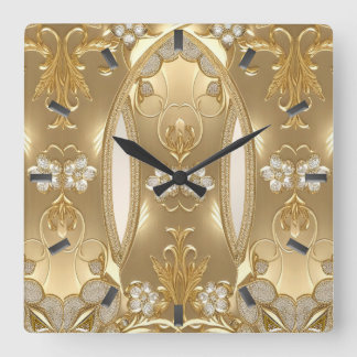 Relógio de Parede Floral Dourado