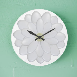 Relógio de Parede Floral Floral da Flor Branca Mo