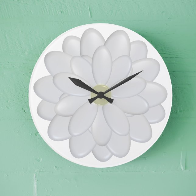 Relógio de Parede Floral Floral da Flor Branca Mod (A large white daisy clock just for you)