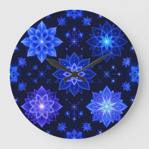 Relógio de Parede Floral Puro Azul brilhante