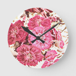Relógio de Parede Floral Rosa Vintage