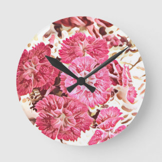 Relógio de Parede Floral Rosa Vintage