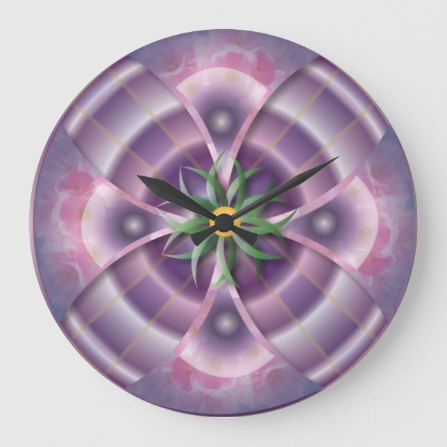 relógio de parede floral roxo (Frente)