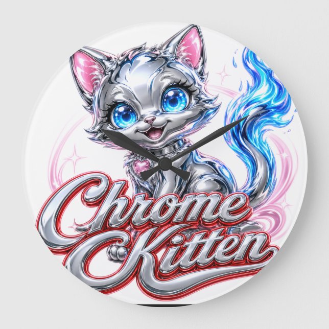 Relógio de Parede Gatinho Cromado-Acrílico (Frente)
