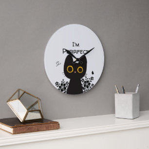 Relógio de Parede Gato Preto Fofo Perfeito