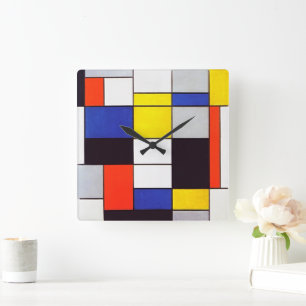 Relógio de Parede Geométrico Moderno Piet Mondrian