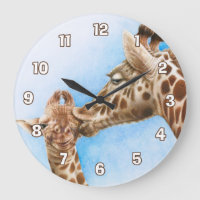 Relógio de Parede Giraffe e Calf