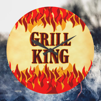 Relógio de Parede Grill King BBQ Red Flames