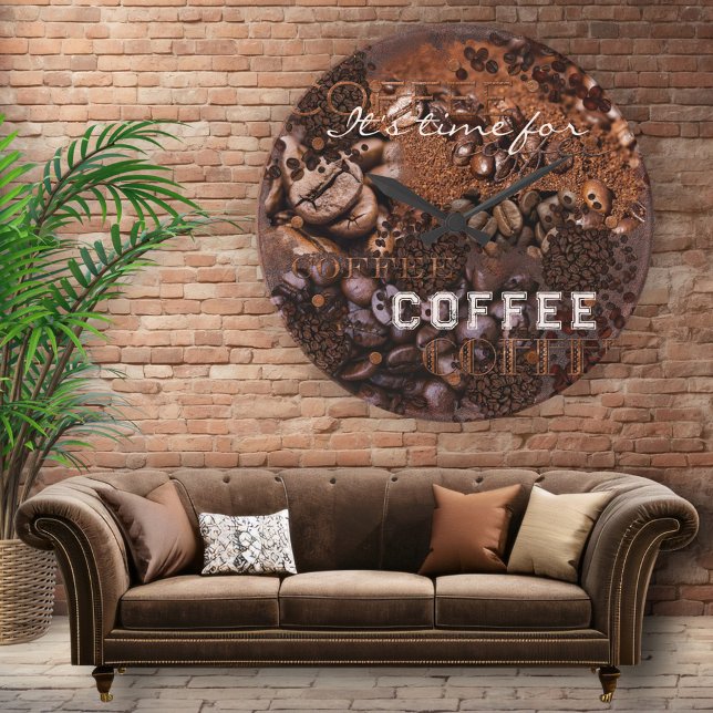 Relógio de Parede Grunge do Café Beans (Wall clock featuring coffee beans. Nice for a coffee lover or a coffee shop)