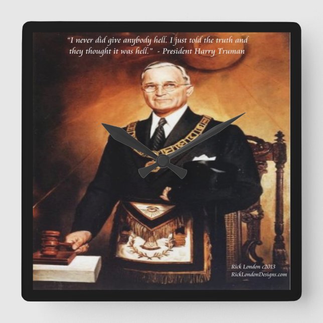Relógio de Parede Harry Truman e Citação "Dê-Lhes  (Frente)