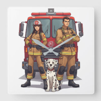 Relógio de Parede Heroico dos Bombeiros & Dálmata