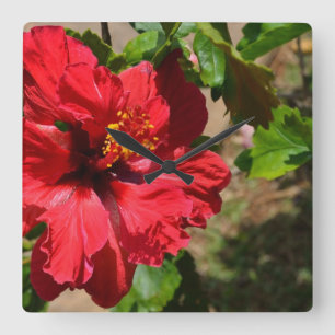 Relógio de Parede Hibisco Vermelho